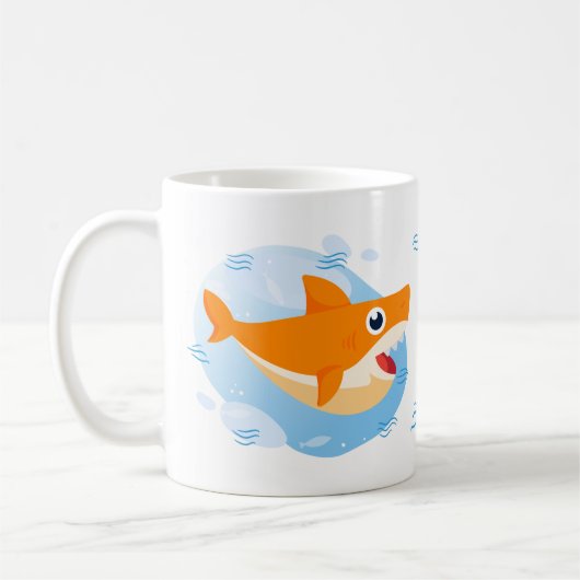 Daddy Shark - Orange Kaffeetasse (Links)