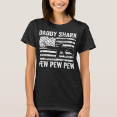 Daddy Shark Pew Pew - Funny AR15 USA Flag Gun Lovi T-Shirt (Vorderseite)