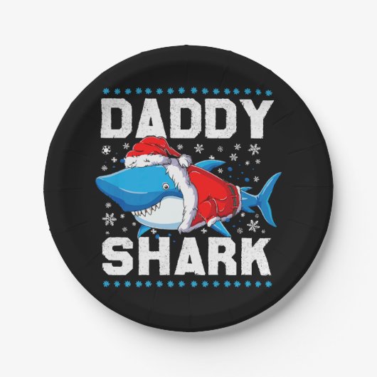 Daddy Shark Santa Vathers Day Pappteller (Vorderseite)