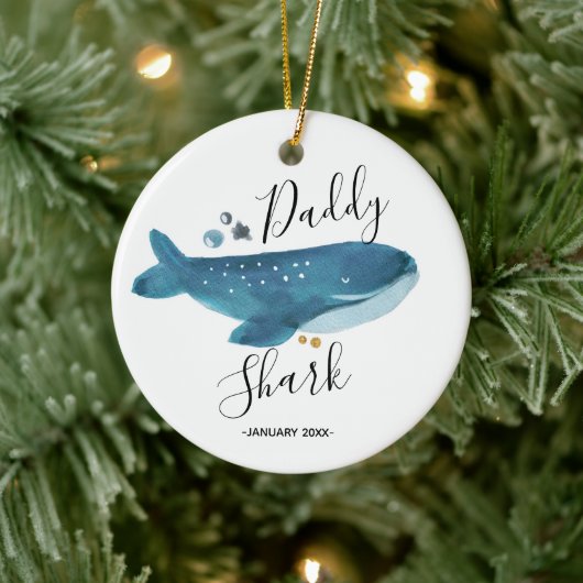 Daddy Shark - Schwangerschaftsankündigung für Dadd Keramik Ornament (Baum)
