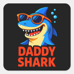 Daddy Shark Vatertagsgeschenke Quadratischer Aufkleber