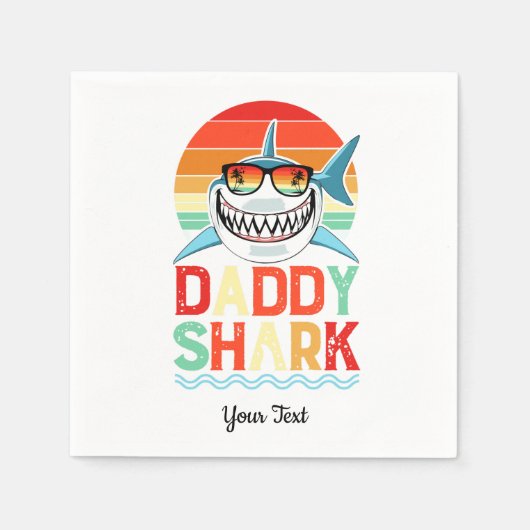 Daddy Shark Vintag Vathers Day Foto Serviette (Vorderseite)