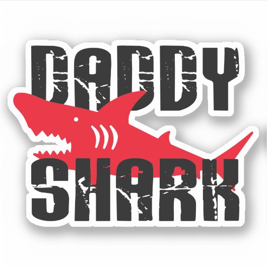 Daddy Shark Worn Graphic Aufkleber (Vorderseite)