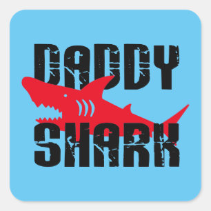 Daddy Shark Worn Graphic Quadratischer Aufkleber