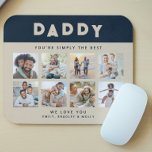 Daddy Sie sind einfach die beste FotoCollage Mousepad<br><div class="desc">Daddy You're Simply The Best Foto Collage Personalisiert Foto Template Individuelle Name Mouse Pad verfügt über acht von Ihren Lieblings-Fotos mit dem Text "Daddy you're just the best" in modernen Skript Typografie. Personalisieren Sie unten mit Ihrem benutzerdefinierten Text und Ihren Namen. Perfektes Geschenk für Papa zum Geburtstag, Weihnachten, Feiertagen und...</div>