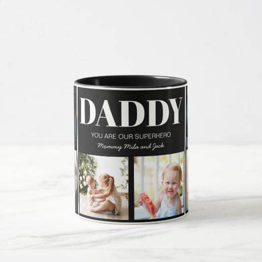 Daddy Sie sind unser Superheld Foto Collage Custom Tasse (Zentrum)