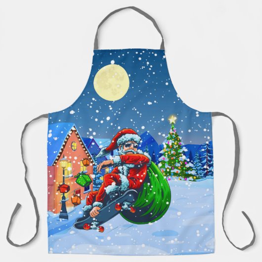 Daddy Skateboard Santa Claus Funny Schürze (Vorderseite)