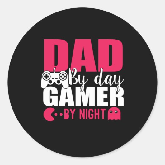 Daddy spendet Vater by Day Gamer by Night Runder Aufkleber (Vorderseite)