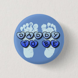 Daddy to Be Baby Footprint Blue Baby Shower Button