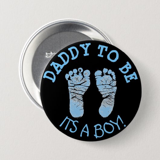 Daddy to be Baby Shower Button Black and Blue (Vorne & Hinten)