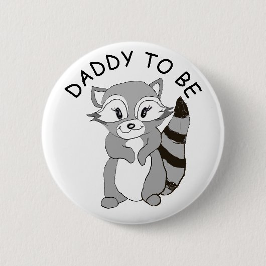 Daddy to be, Baby Shower Button Little Raccoon (Vorderseite)