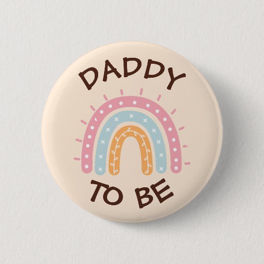 Daddy to be Baby Shower Button Pink Rainbow themed (Vorderseite)