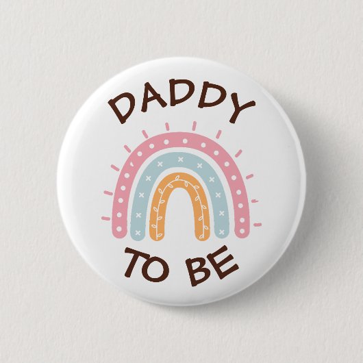 Daddy to be Baby Shower Button Pink Rainbow themed (Vorderseite)