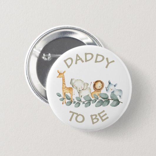Daddy to be Baby Shower Button Wild One Zoo Thema (Vorne & Hinten)