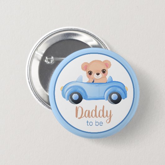 Daddy to be Bear Boy Baby Shooting Button (Vorne & Hinten)