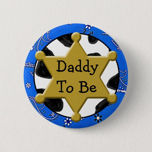 Daddy to Be Blue Bandanna Baby Shower Button (Vorderseite)