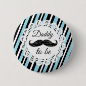 DADDY To Be Blue & Black Mustache Shoe Button (Vorderseite)