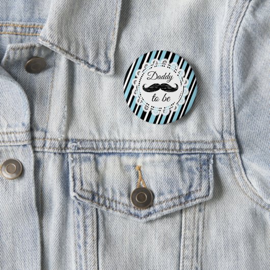 DADDY To Be Blue & Black Mustache Shoe Button (Beispiel)