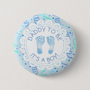 Daddy to be Blue Confetti Baby Shower Button
