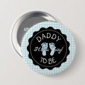 Daddy to be Blue Gingham Baby Shower Button (Vorne & Hinten)