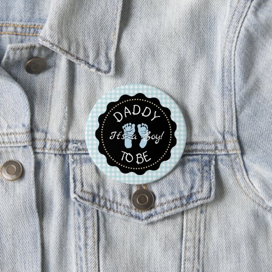 Daddy to be Blue Gingham Baby Shower Button (Beispiel)