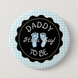 Daddy to be Blue Gingham Baby Shower Button