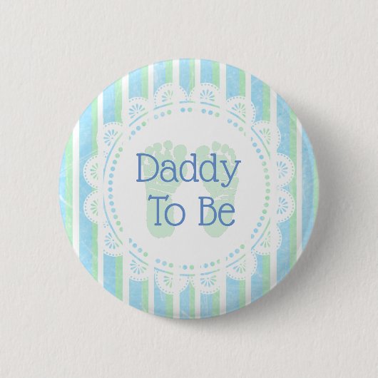 Daddy to be Blue Green Baby Shower Button (Vorderseite)