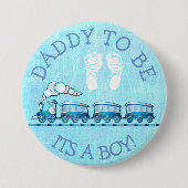 Daddy to be, Blue Train Baby Shower Button (Vorderseite)