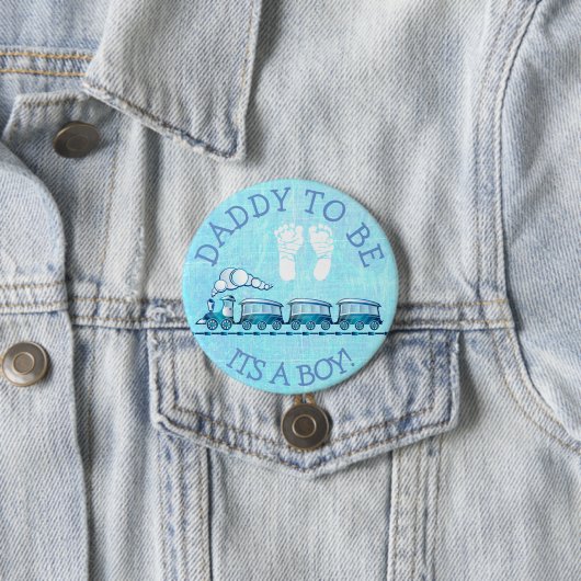Daddy to be, Blue Train Baby Shower Button (Beispiel)