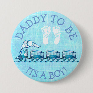 Daddy to be, Blue Train Baby Shower Button