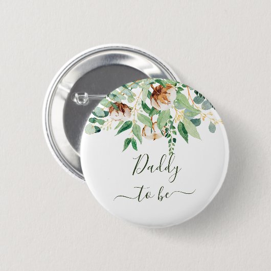 Daddy to be Eucalyptus Greenery New Dad Button (Vorne & Hinten)