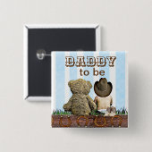 Daddy to be Lil' Cowboy and Teddy Bear Baby Shower Button (Vorne & Hinten)