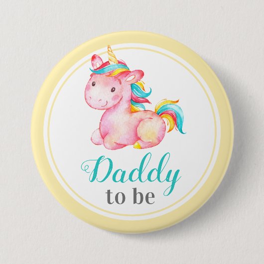 Daddy to be New Vater Vater Baby Shower Unicorn Button (Vorderseite)