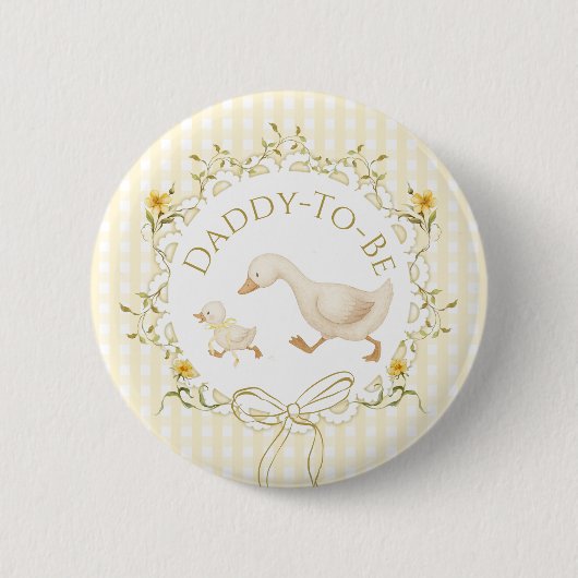 Daddy to be Silly Goose Gingham Baby Shower Button (Vorderseite)