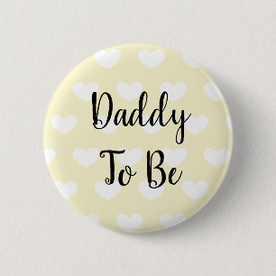 Daddy to be Yellow Hearts Baby Shower Button