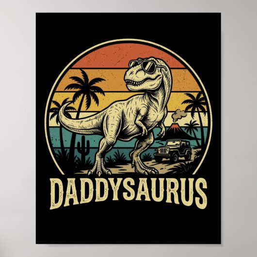 Daddy Trex Dinosaur Daddysaurus Retro Vatertag Poster (Vorne)