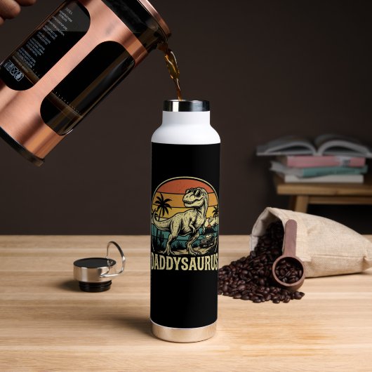 Daddy Trex Dinosaur Daddysaurus Retro Vatertag Trinkflasche (Kaffee (gedreht))