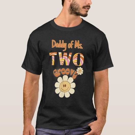 Daddy Two Groovy 2 Birthday Toddler Hippie Retro B T-Shirt (Vorderseite)