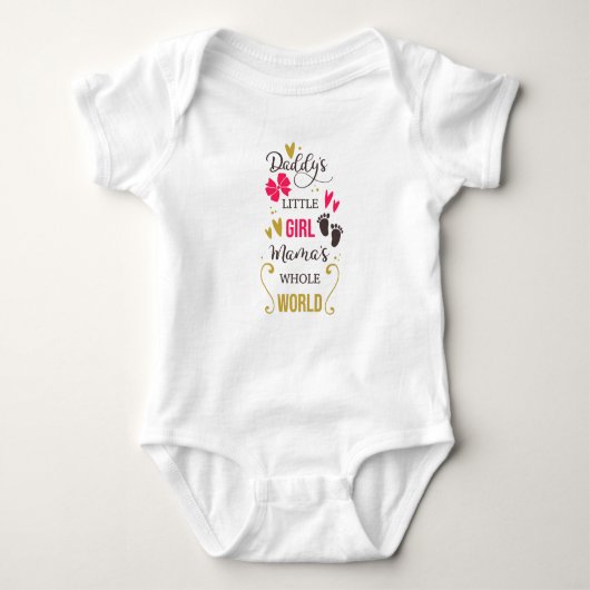 Daddy Typography Pink Girly Baby Glam Baby Strampler (Vorderseite)