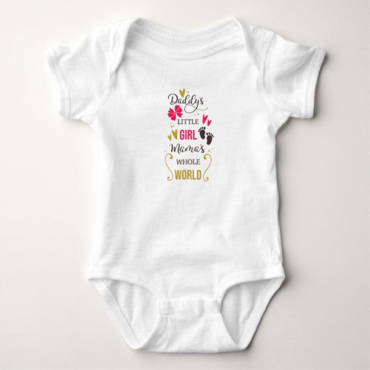 Daddy Typography Pink Girly Baby Glam Strampler (Vorderseite)