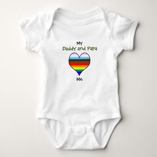 Daddy und Papa Rainbow Heart Baby Bodysuit Baby Strampler (Vorderseite)