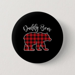 Daddy Vater Bear Pajama Red Buffalo Xmas Family Ch Button