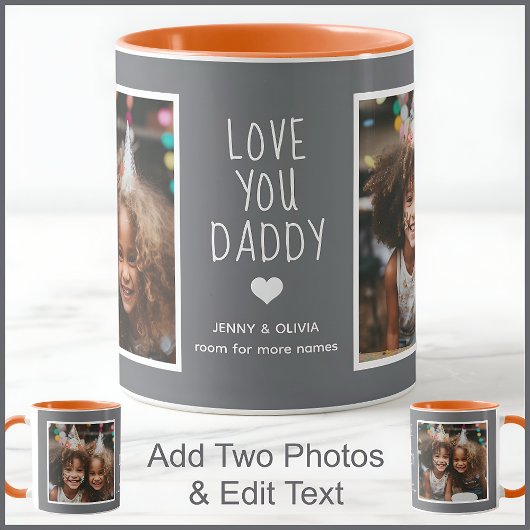 Daddy Vater Liebe Sie 2 Fotos Modernes Mittelgrau Tasse