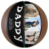 Daddy Vaterfamilie 3 Foto Collage Black Keepake Basketball (Vertikal)