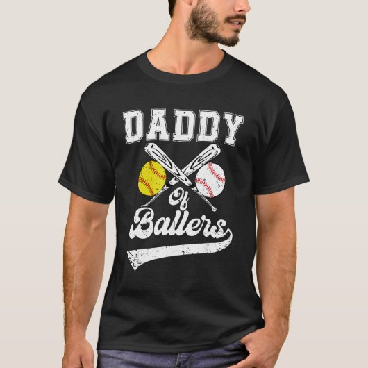 Daddy von Ballers Softball Baseball Pater T-Shirt (Vorderseite)