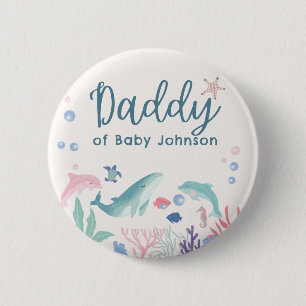 Daddy Watercolor unter der Sea Baby Dusche Button