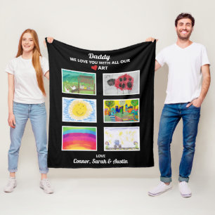 Daddy We Liebe Sie laden Kids Art Work Zeichnungen Fleecedecke