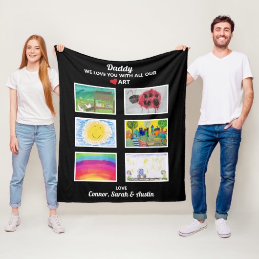 Daddy We Liebe Sie laden Kids Art Work Zeichnungen Fleecedecke (Beispiel)