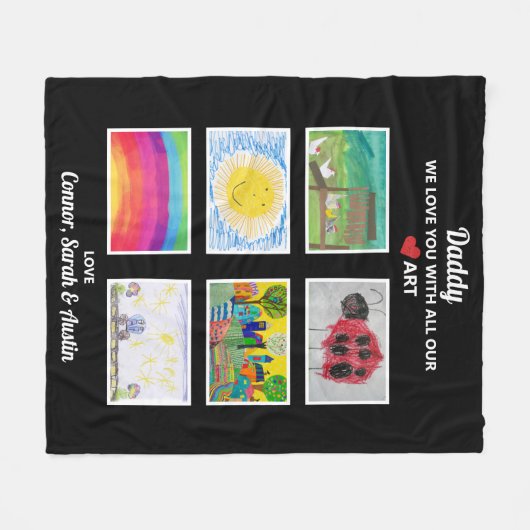 Daddy We Liebe Sie laden Kids Art Work Zeichnungen Fleecedecke (Vorderseite (Horizontal))