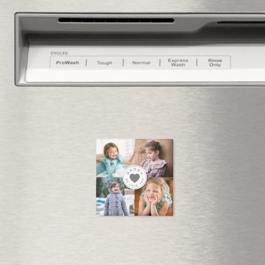 Daddy We Liebe Sie Niedlich Herzfoto Collage Magnet (In Situ (Geschirrspüler))